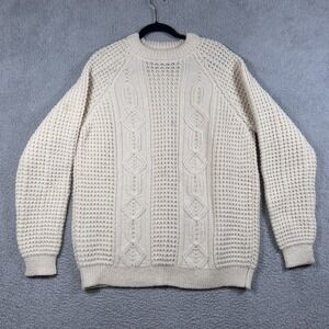 Cornel‎ Sweater Mens Large Wool Hand Loomed Donegal Ireland Aran Knit Pullover